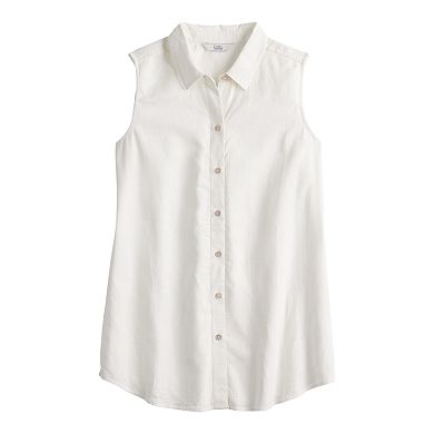 Women's Croft & Barrow® Sleeveless Linen Blend Shirt