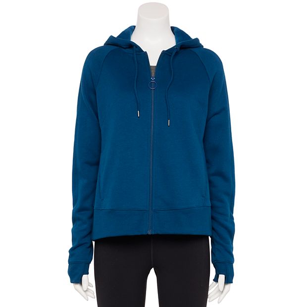 Tek Gear Womens Full Zip Hoodie Sweatshirt Jacket Size M Medium Blue Thumb  Holes