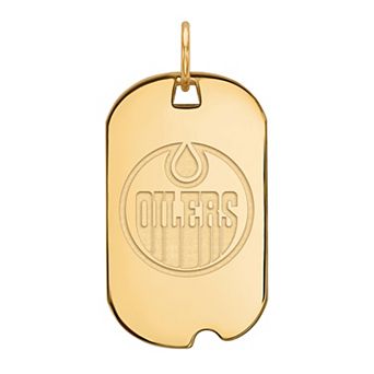 LogoArt Sterling Silver Edmonton Oilers Small Dog Tag Pendant