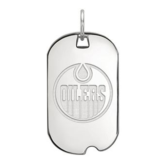 LogoArt Sterling Silver Edmonton Oilers Small Dog Tag Pendant