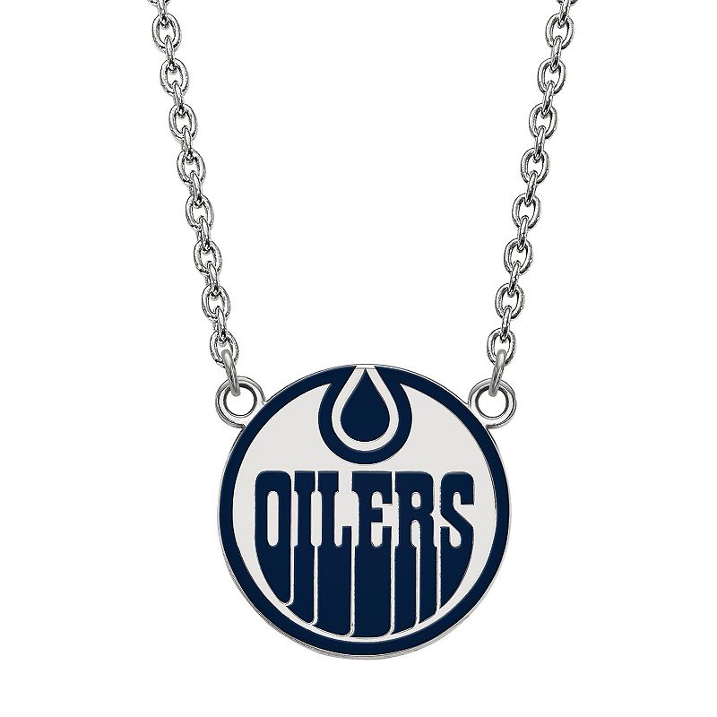 LogoArt Sterling Silver Edmonton Oilers Large Enameled Pendant Necklace, W