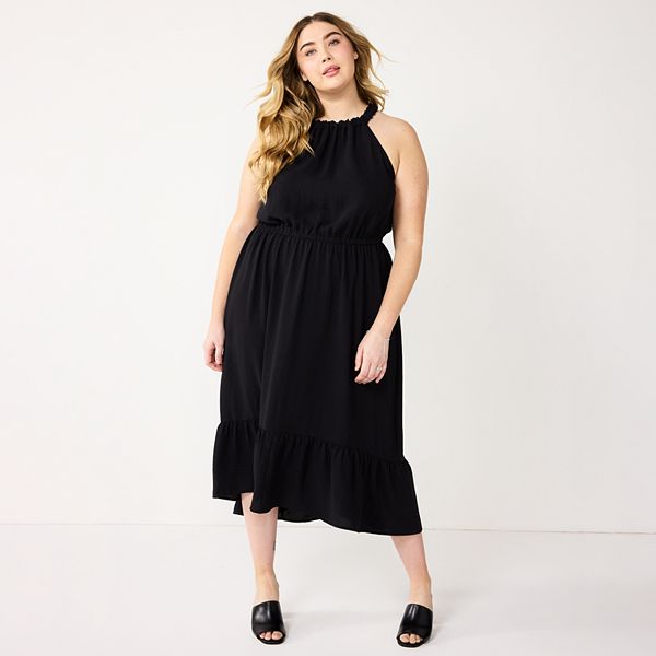 Plus Size Nine West HiLow Halter Midi Dress