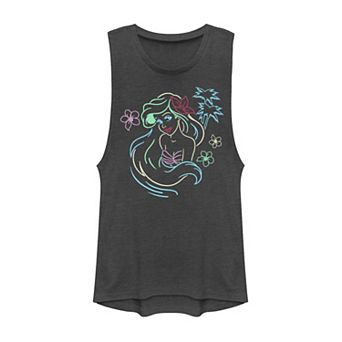 Disney's Little Mermaid Ariel Neon Lights Muscle Juniors' Tank Top
