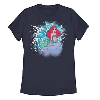 Disney's The Little Mermaid Ariel Watercolor Rock Splash Juniors' Tee