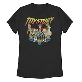 Disney's Pixar Toy Story Group Shot Red Yellow Logo Juniors' Tee