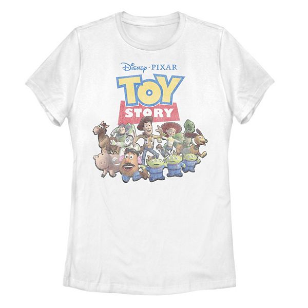 Disney's Pixar Toy Story Retro Toys Group Shot Logo Juniors' Tee