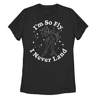 Disney's Peter Pan I'm So Fly I Never Land Circle Text Juniors' Tee