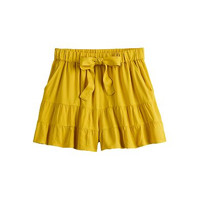 Juniors' SO® Tie-Front Ruffled Tiered Skirt