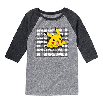 Boys 8-20 Pokemon Pika Wall Graphic Raglan Tee