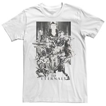 Men's Marvel Eternals Black And White Group Poster Tee
