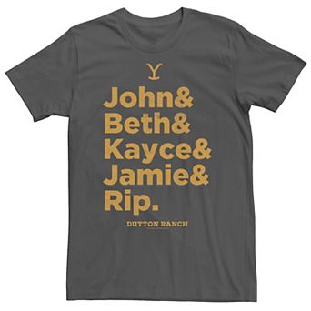Men's Yellowstone John & Beth & Kayce & Jamie & Rip Name Stack Tee