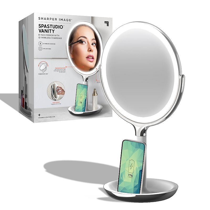 Sharper Image SpaStudio Vanity Mirror With Qi Wireless Charging, Multicolor
