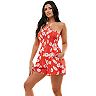 Juniors' Lily Rose Smocked Tied Neck Romper