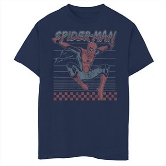 Boys 8-20 Marvel Spider-Man: Far From Home Action Pose Lined Portrait Graphic Tee