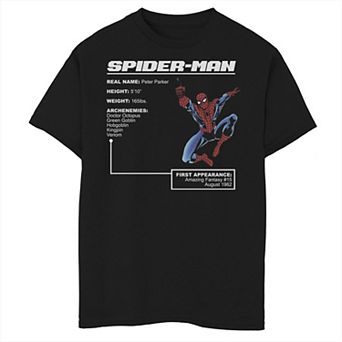 Boys 8-20 Marvel Spider Man Stats Poster Graphic Tee