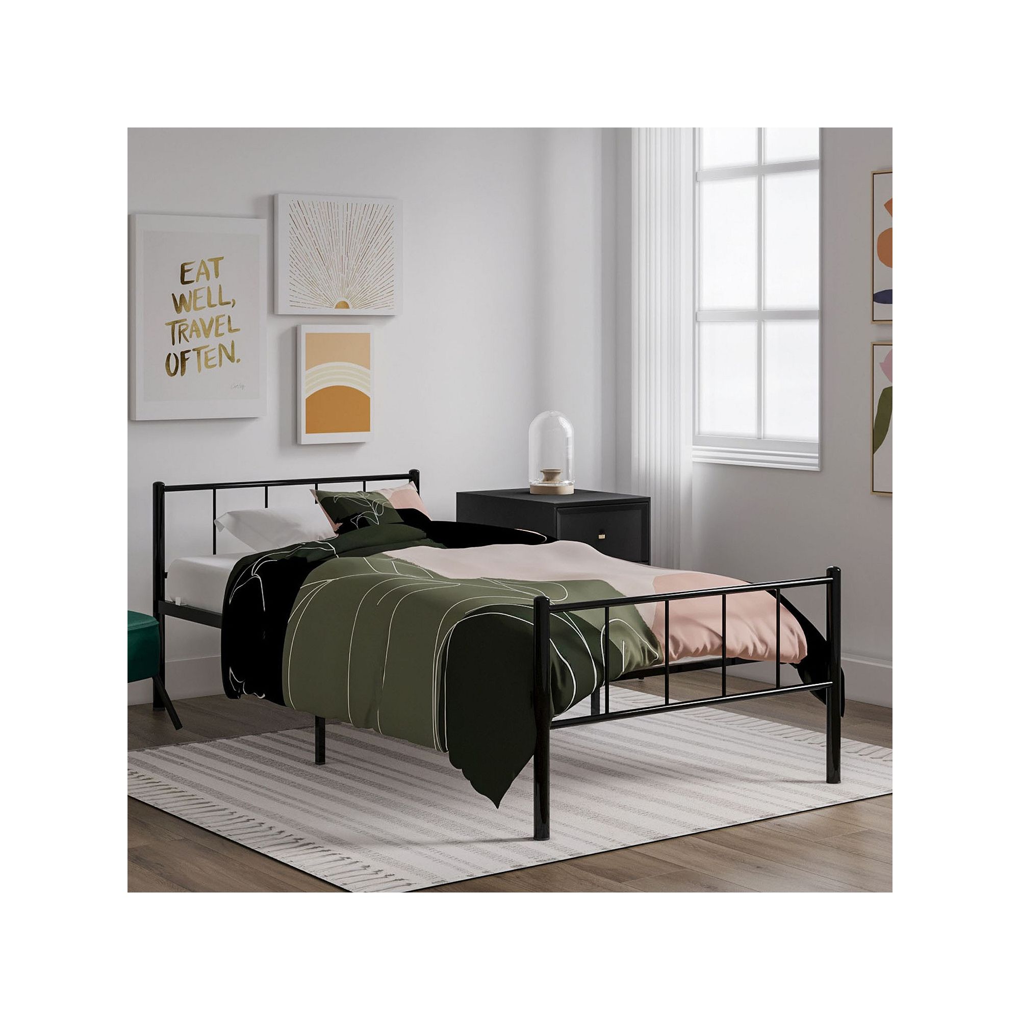 BK Furniture Austin Metal Twin Bed, Black