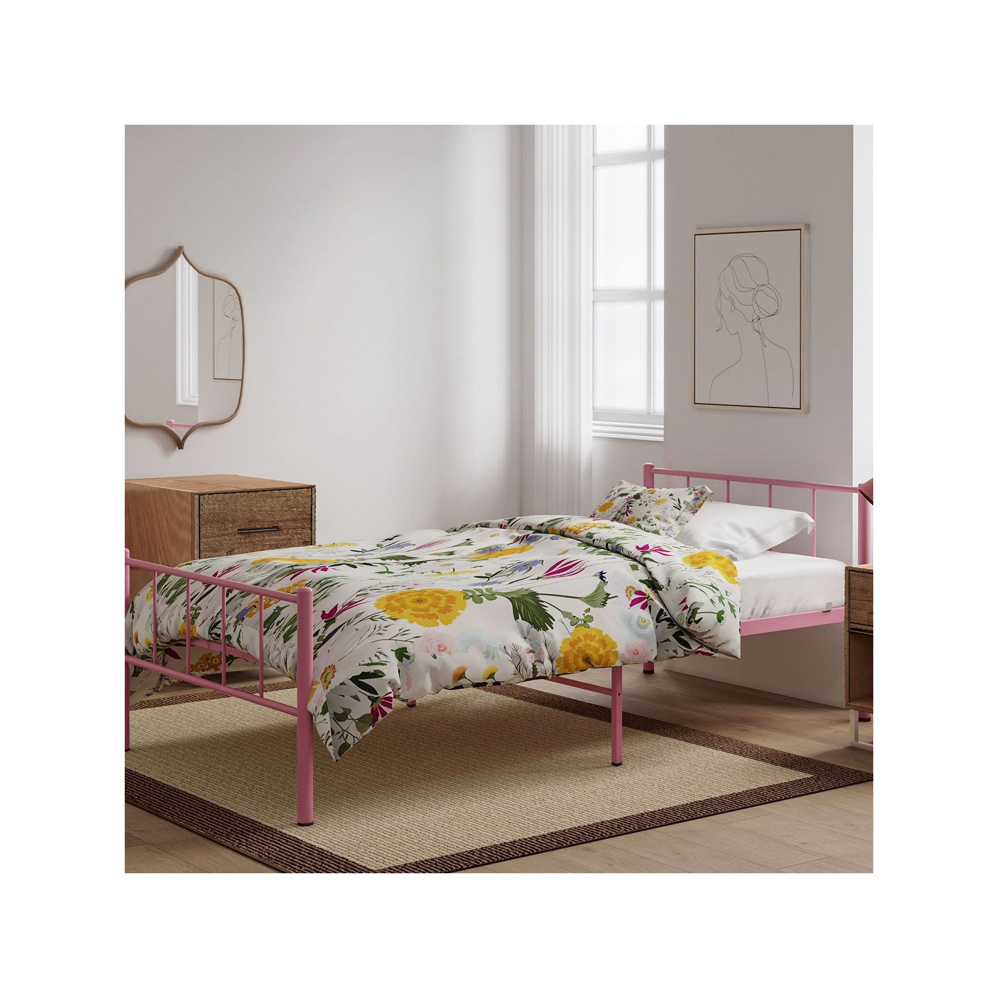 BK Furniture Austin Metal Twin Bed, Pink