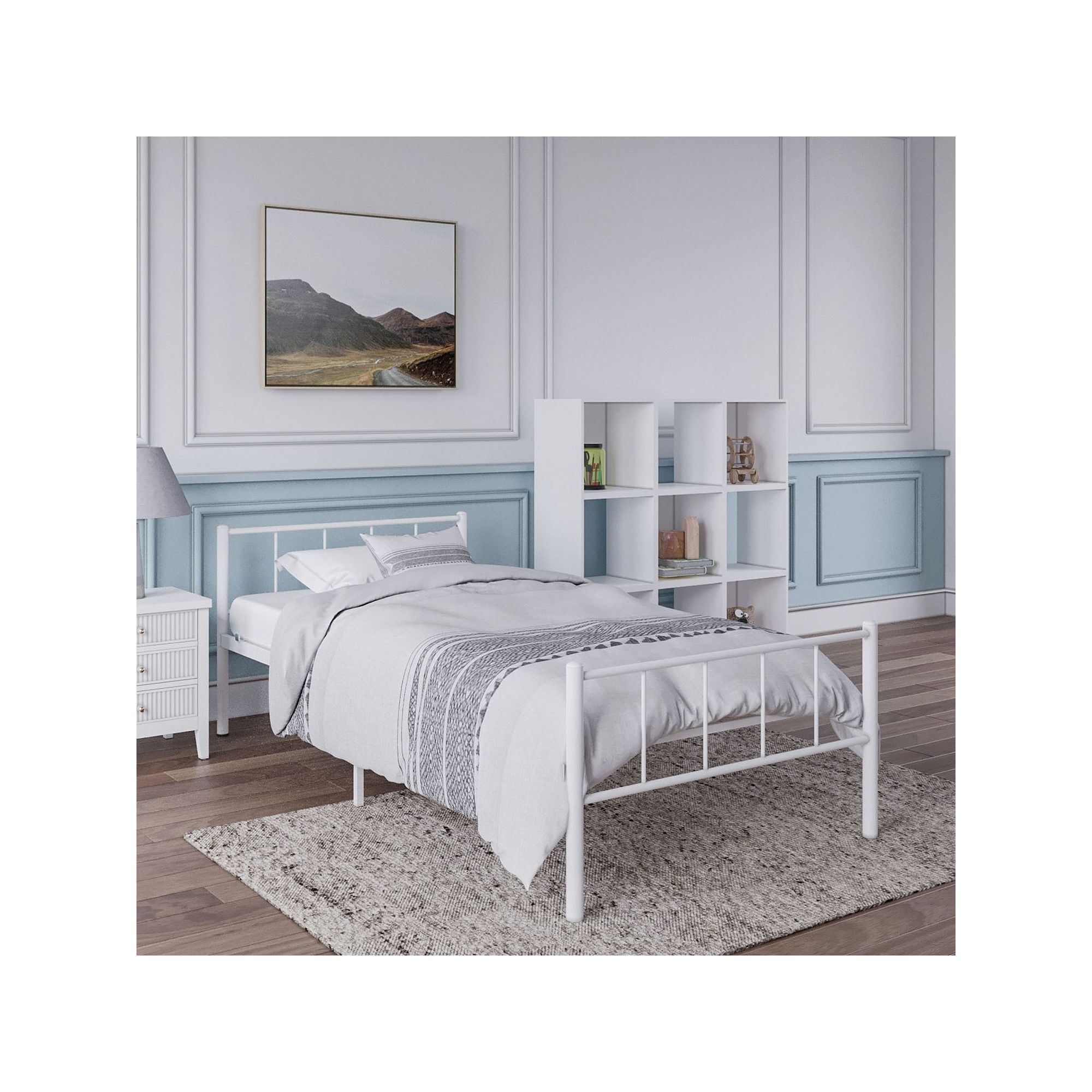 BK Furniture Austin Metal Twin Bed, White