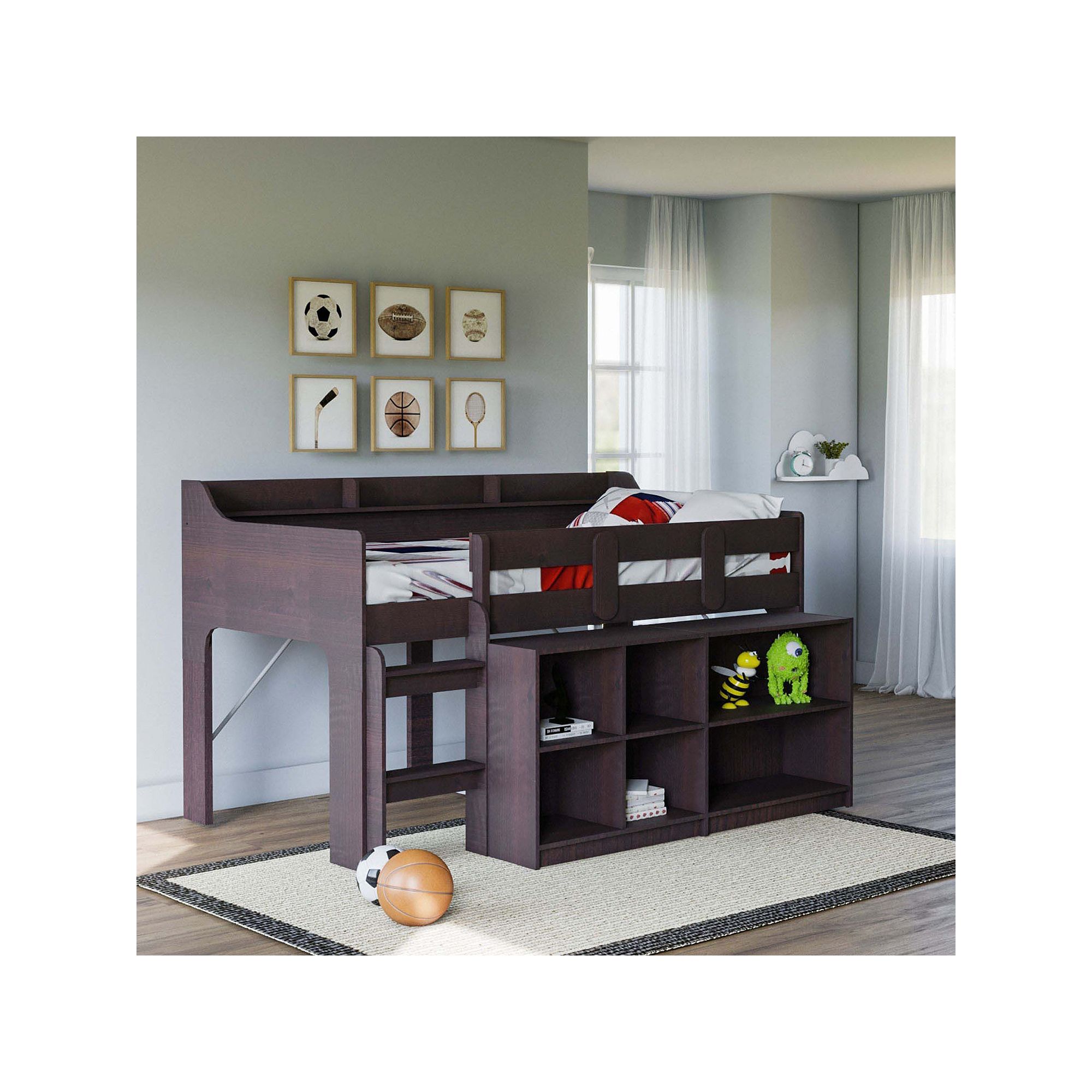 BK Furniture Hamilton Loft Bed with Storage Unit, Brown