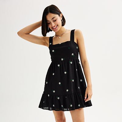 black daisy skater dress Scrawlgod Leopard Print Daisy Dress Women Summer Dresses with Sleeves Casual Soft Midi Skater Dress for Women Crewneck High Waist Casual Dresses Size