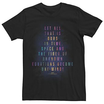 Men's Marvel Eternals Quote Colorful Text Stack Tee