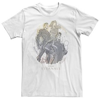 Men's Marvel Eternals The Immortals Of Earth Sketched Collage Tee