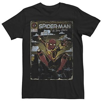 Men's Marvel Spider-Man No Way Home Distressed Comic Book Cover Tee
