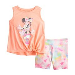 Disney Minnie Mouse Toddler Girls High-Low Tank Top and Bike Shorts Set USA