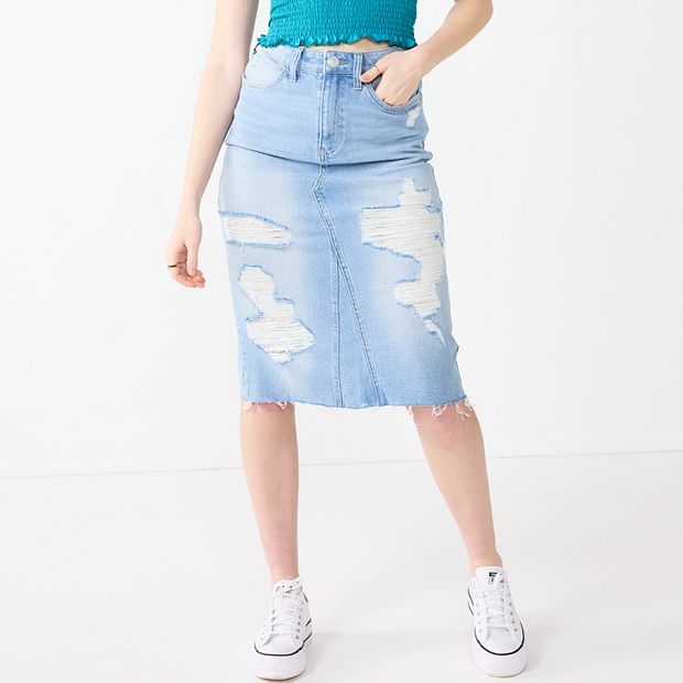 Mid length denim skirts kohls hotsell