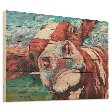 Curious Cow 1Arte de Legno Digital Print on Solid Wood Wall Art