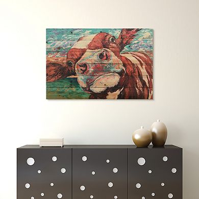 Curious Cow 1Arte de Legno Digital Print on Solid Wood Wall Art