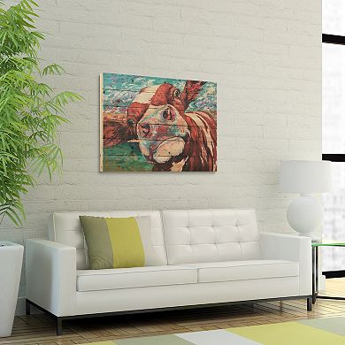 Curious Cow 1Arte de Legno Digital Print on Solid Wood Wall Art