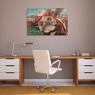 Curious Cow 1Arte de Legno Digital Print on Solid Wood Wall Art