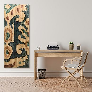 Ocean Ikat A Arte de Legno Digital Print on Solid Wood Wall Art