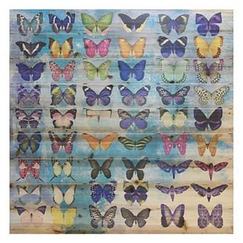 Butterflies Arte de Legno Digital Print on Solid Wood Wall Art