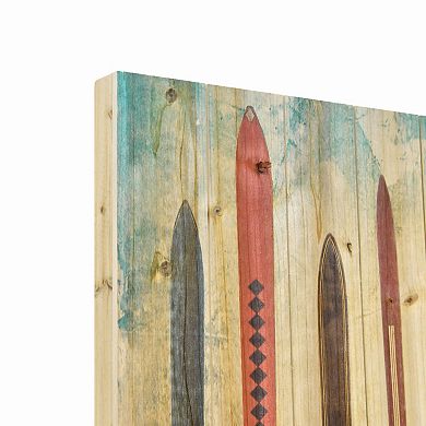 Retro Skis Arte de Legno Digital Print on Solid Wood Wall Art