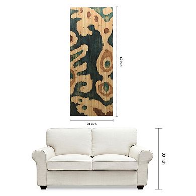 Ocean Ikat B Arte de Legno Digital Print on Solid Wood Wall Art