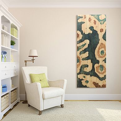 Ocean Ikat B Arte de Legno Digital Print on Solid Wood Wall Art