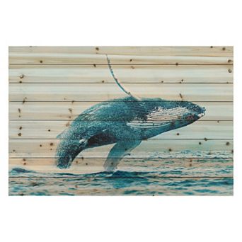Whale Arte de Legno Digital Print on Solid Wood Wall Art