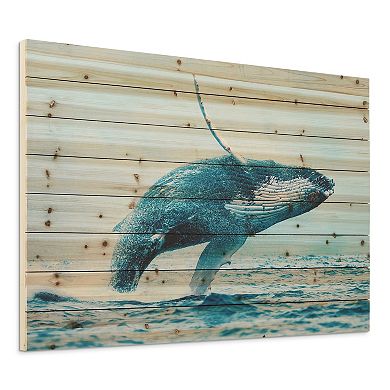 Whale Arte de Legno Digital Print on Solid Wood Wall Art