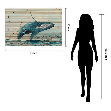 Whale Arte de Legno Digital Print on Solid Wood Wall Art