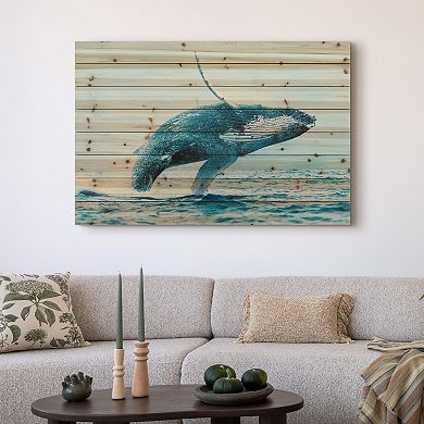 Whale Arte de Legno Digital Print on Solid Wood Wall Art