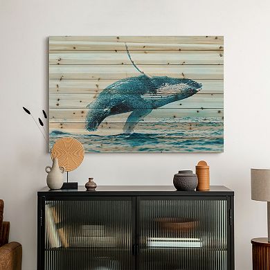 Whale Arte de Legno Digital Print on Solid Wood Wall Art