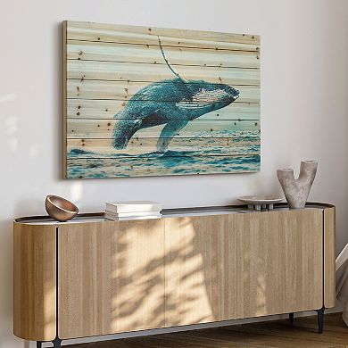 Whale Arte de Legno Digital Print on Solid Wood Wall Art