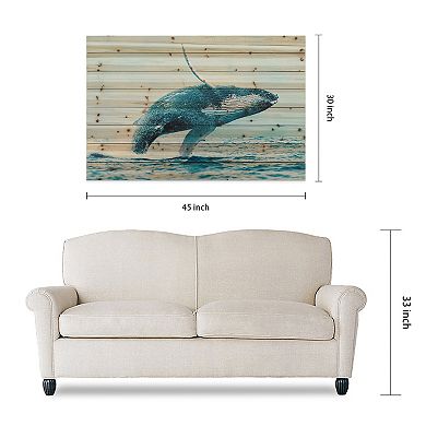 Whale Arte de Legno Digital Print on Solid Wood Wall Art