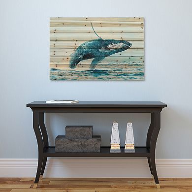 Whale Arte de Legno Digital Print on Solid Wood Wall Art