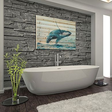 Whale Arte de Legno Digital Print on Solid Wood Wall Art