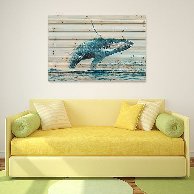 Whale Arte de Legno Digital Print on Solid Wood Wall Art