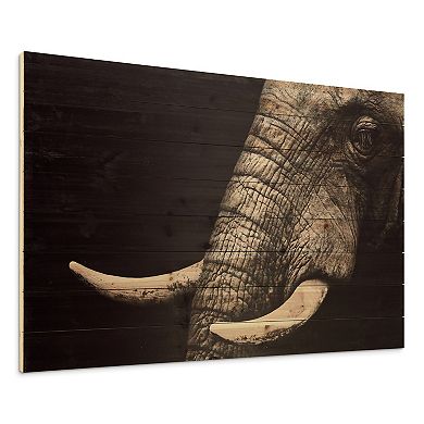 Elephant Arte de Legno Digital Print on Solid Wood Wall Art