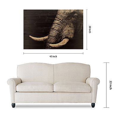 Elephant Arte de Legno Digital Print on Solid Wood Wall Art
